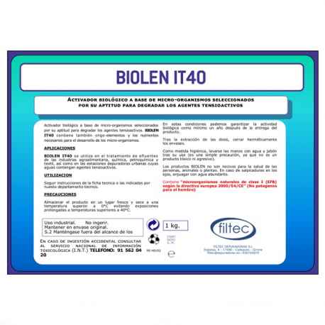 Activador biológico para degradación agentes tensioactivos - BIOLEN IT 40